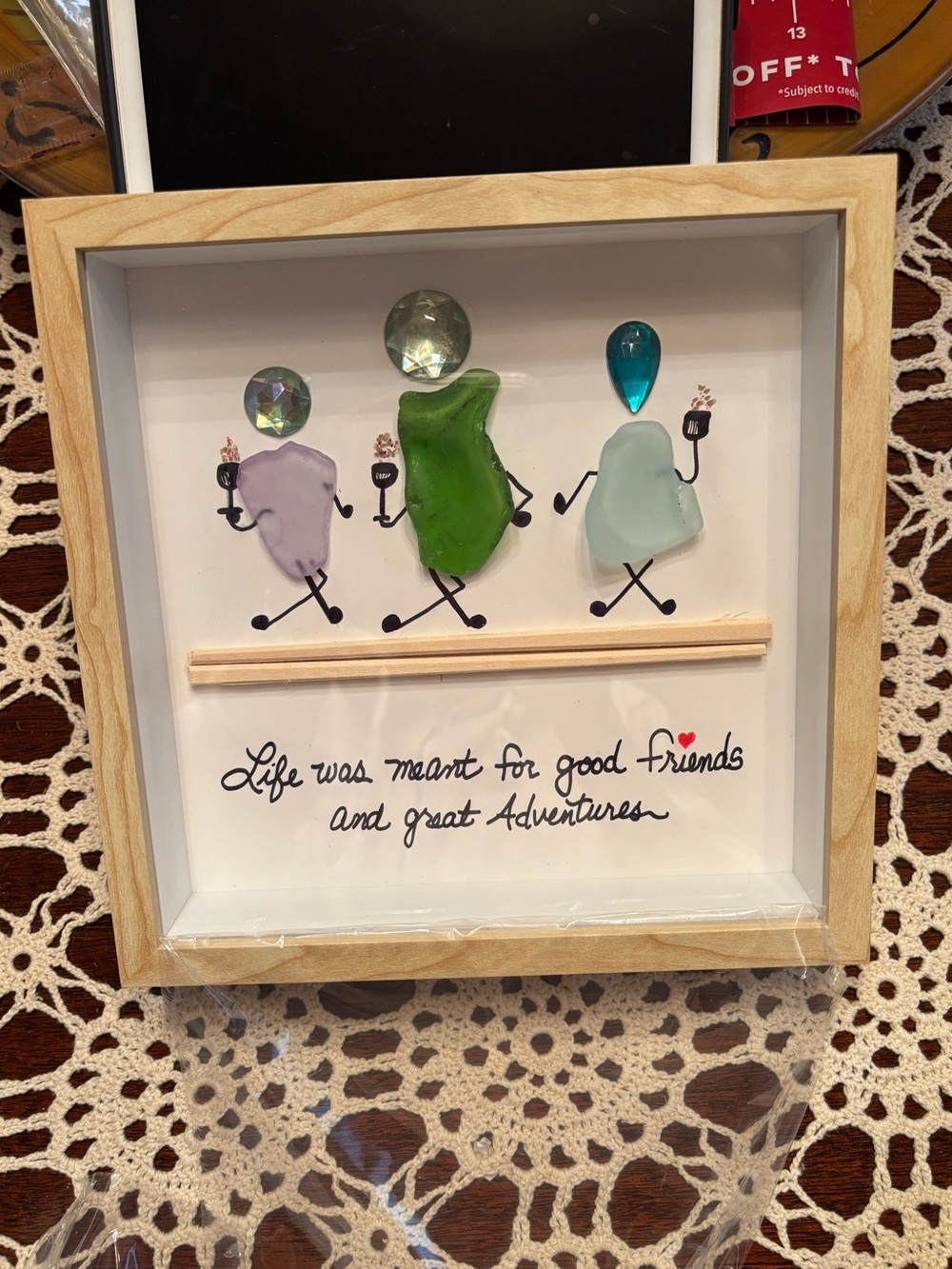 Sea glass picture/ art of FAMILY/FRIENDS